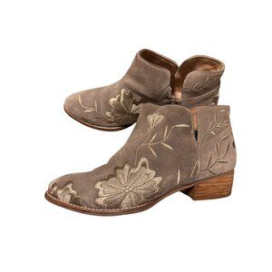 Seychelles Lantern Embroidered Genuine Leather Ankle Booties With Floral Design